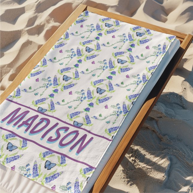 Wasserfarbene Blütenhose mit Schmetterlingen Strandtuch (Von Creator hochgeladen)