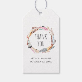 Wasserfarbene Boho Federn. Geburtstag vielen Dank Geschenkanhänger