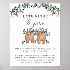 Wasserfarbene Boho Gender Neutral Twins Duschspiel Poster