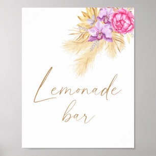 Wasserfarbene Boho Pampas - Limonade Bar Poster