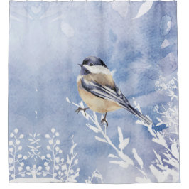 Wasserfarbene Chickadee Winter Bird of the World Duschvorhang