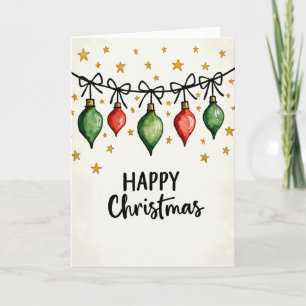 Wasserfarbene Christbaumkugel-Weihnachtsgirlande Karte