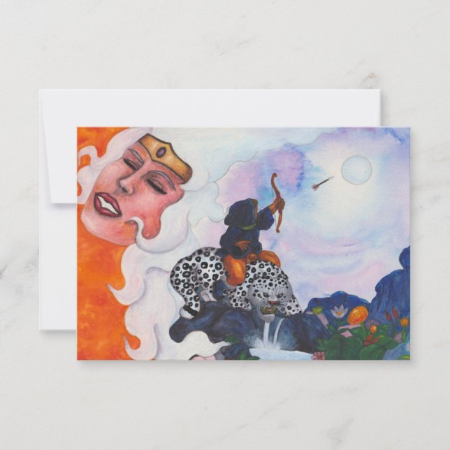 Wasserfarbene cupione reiten Katze Mutter Göttin T Dankeskarte (Vorderseite)