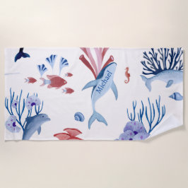 Wasserfarbene Delphine Wale Unterwasser Strandtuch