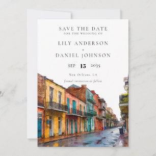 Wasserfarbene Destination-Hochzeit in New Orleans Save The Date