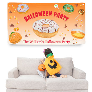 Wasserfarbene Donut-licious Halloween-Süßigkeiten- Banner