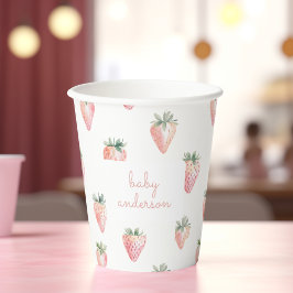 Wasserfarbene Erdbeeren - Berry Sweet Baby Dusche Pappbecher