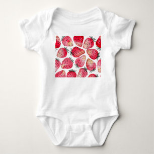 Wasserfarbene Erdbeeren Muster. Baby Strampler