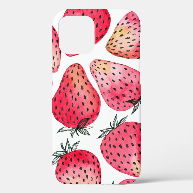 Wasserfarbene Erdbeeren Muster. Case-Mate iPhone Hülle (Rückseite)