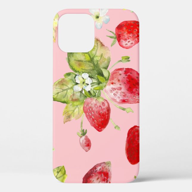 Wasserfarbene Erdbeeren, nahtlos, fruchtig. Case-Mate iPhone Hülle (Rückseite)
