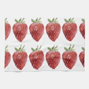 Wasserfarbene Erdbeeren: nahtloses Muster Geschirrtuch