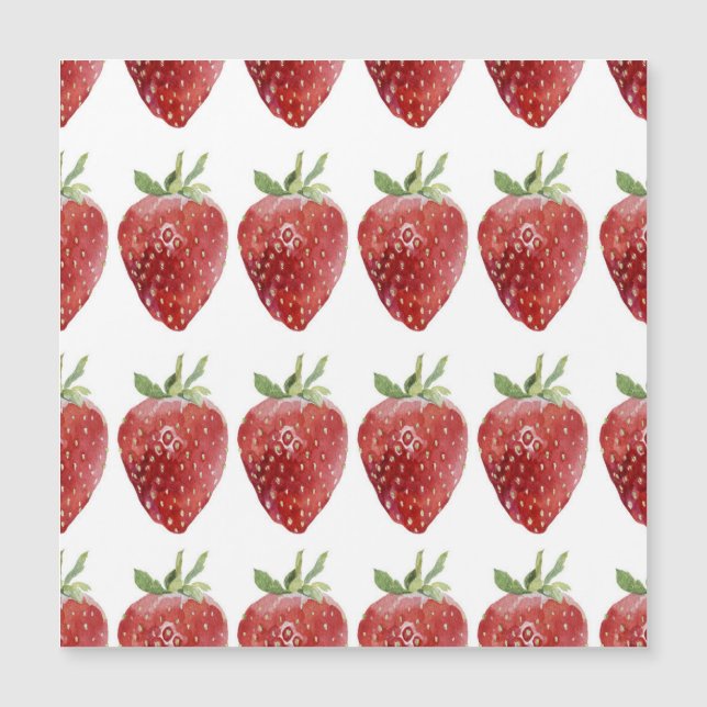 Wasserfarbene Erdbeeren: nahtloses Muster Magnetkarte (Vorderseite)