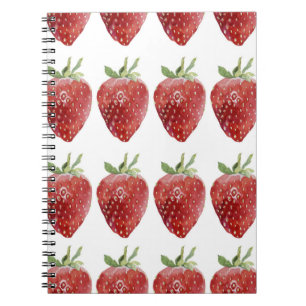 Wasserfarbene Erdbeeren: nahtloses Muster Notizblock