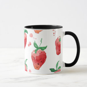 Wasserfarbene Erdbeeren Rosa und Rot gestrichene B Tasse
