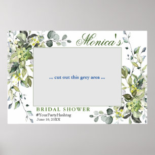 Wasserfarbene Eukalyptus-Brautparty-Fotoleiste Poster
