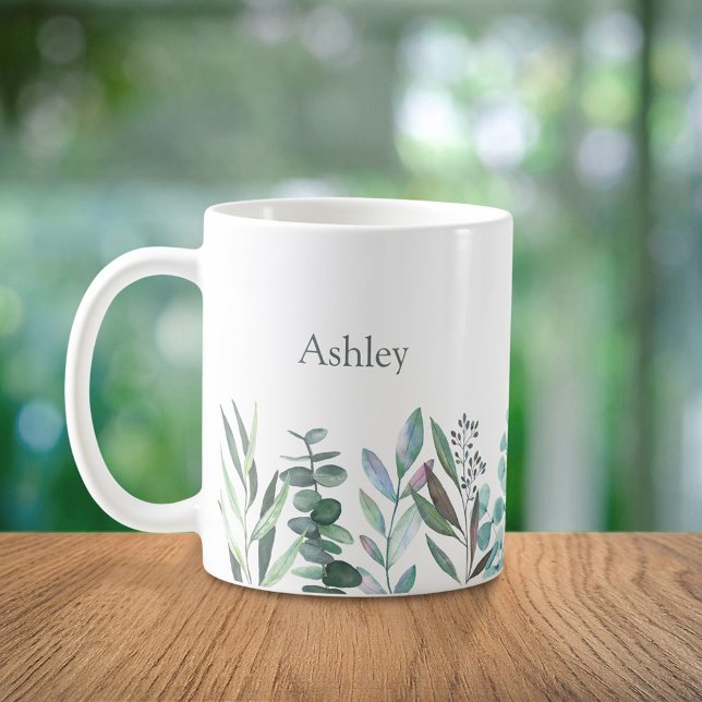 Wasserfarbene Eukalyptus-Grünpflanzen-Kaffeetasse Kaffeetasse (Von Creator hochgeladen)