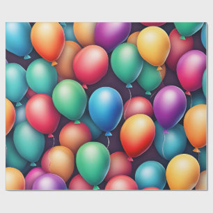 Wasserfarbene farbenfrohe nahtlose Ballons Geburts Geschenkpapier