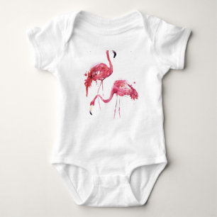 Wasserfarbene Flamingos, elegantes Design. Baby Strampler