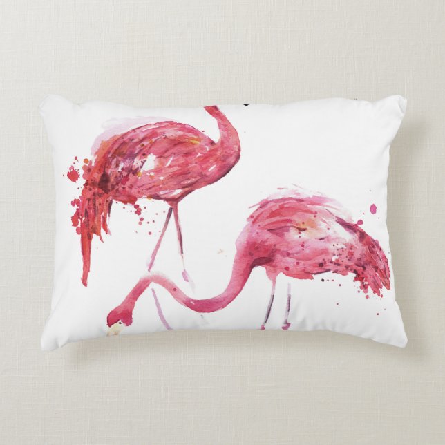Wasserfarbene Flamingos, elegantes Design. Dekokissen (Vorderseite)