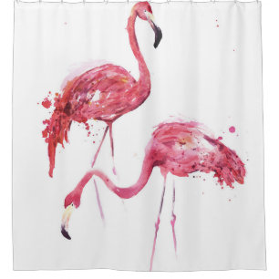 Wasserfarbene Flamingos, elegantes Design. Duschvorhang