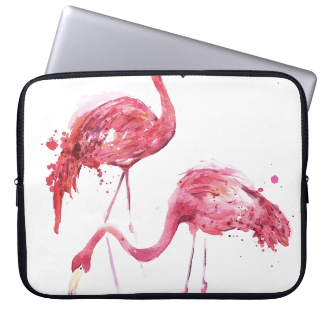 Wasserfarbene Flamingos, elegantes Design. Laptopschutzhülle (Vorderseite)