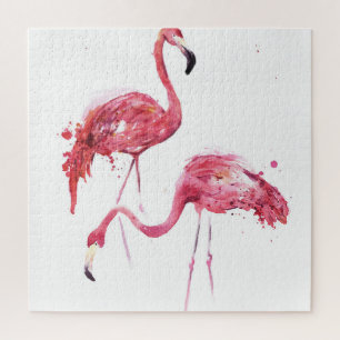 Wasserfarbene Flamingos, elegantes Design. Puzzle