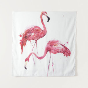 Wasserfarbene Flamingos, elegantes Design. Wandteppich