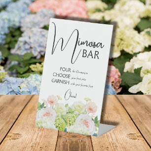 Wasserfarbene florale Bridal Shower Mimosa-Bar Sockelschild
