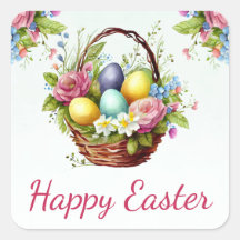 Wasserfarbene Frühlingsblumen Basket Happy Oaster