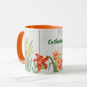 Wasserfarbene Frühlingsblumen Botanische Illustrat Tasse