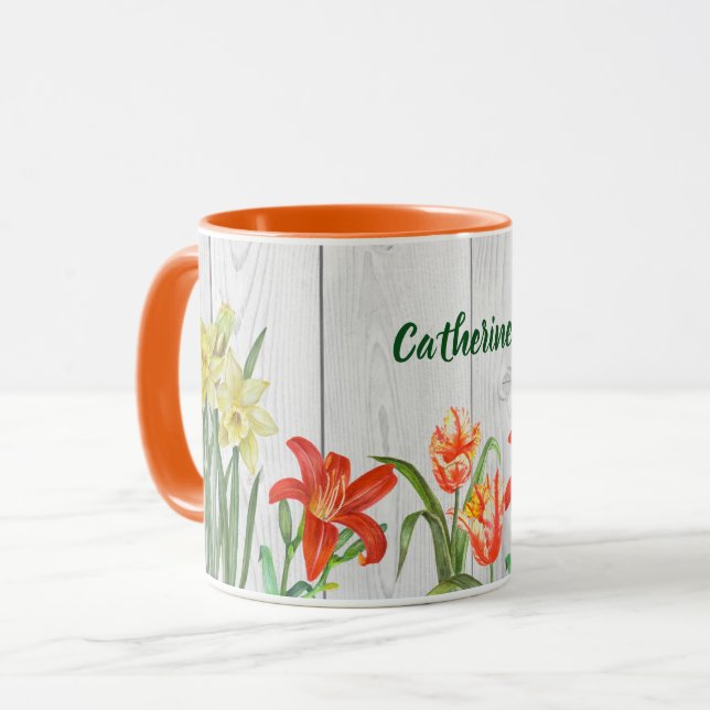 Wasserfarbene Frühlingsblumen Botanische Illustrat Tasse (Vorderseite Links)