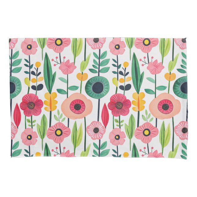 Wasserfarbene Frühlingsblumen Elegante Kissenbezug (Vorderseite)