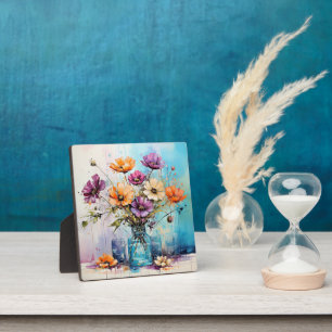 Wasserfarbene Frühlingsblumen Fotoplatte