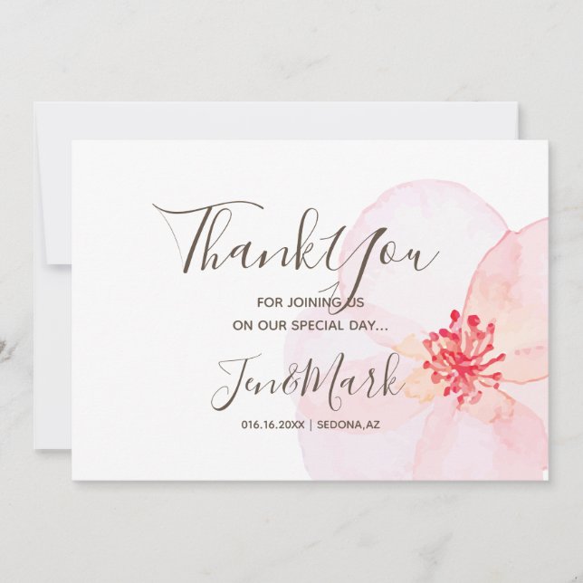 Wasserfarbene Frühlingsblumen. Hochzeit Danke (Vorderseite)