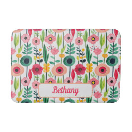 Wasserfarbene Frühlingsblumen mit Namen Elegant Badematte