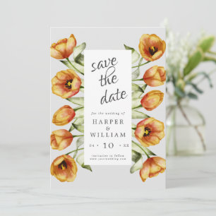 Wasserfarbene Frühlingsblumen Tulpen Save the Date Einladung