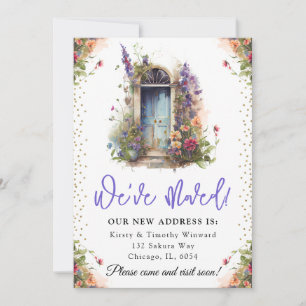 Wasserfarbene Frühlingsblumen Tür neue Zuhause Ankündigung