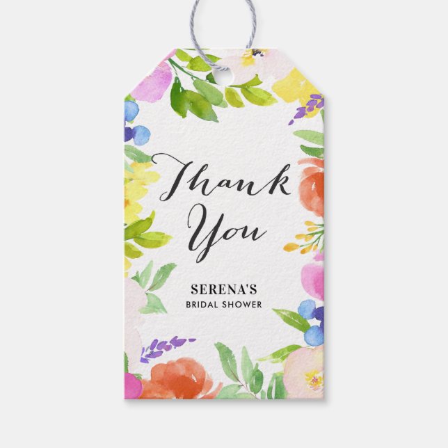 Wasserfarbene Frühlingsblumen Vielen Dank, dass Si Geschenkanhänger (Vorderseite)