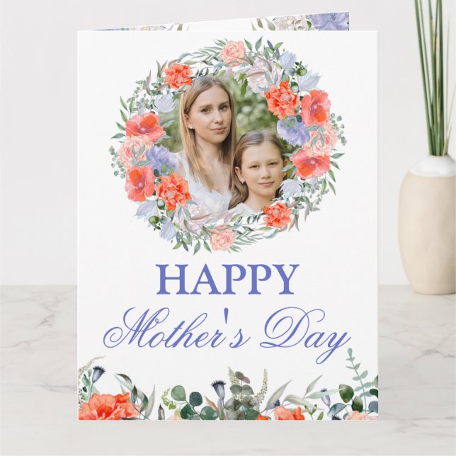 Wasserfarbene Frühlingsblumen Wreath Mother Day Karte (Vorderseite)