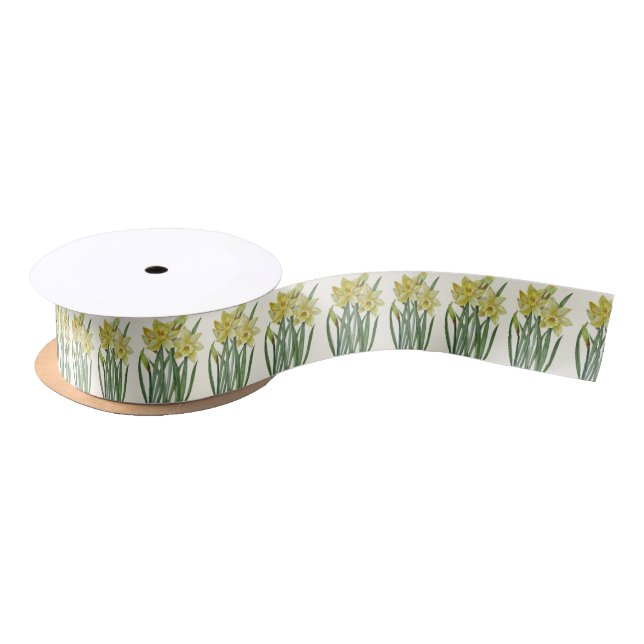 Wasserfarbene Frühlingstrockner Botanische Illustr Satinband (Spule)