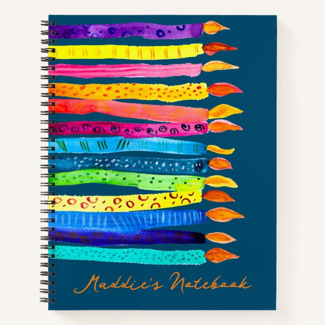 Wasserfarbene Geburtstagskandalen farbenfroh Notizbuch (Vorderseite)