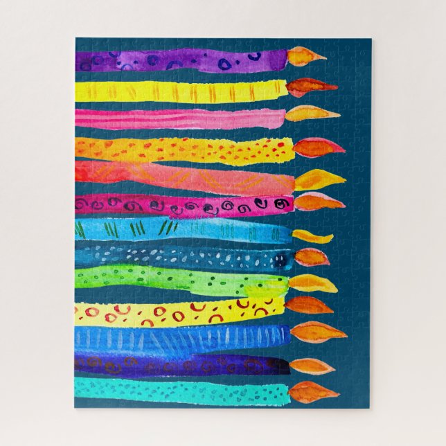 Wasserfarbene Geburtstagskandalen farbenfroh Puzzle (Vertikal)