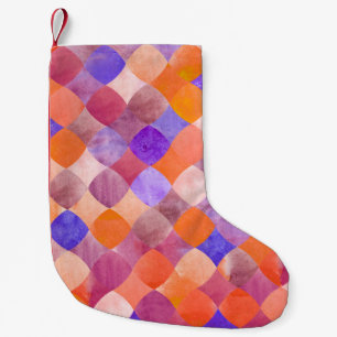 Wasserfarbene Geometrie, arabische Fischschuppen. Kleiner Weihnachtsstrumpf