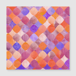 Wasserfarbene Geometrie, arabische Fischschuppen. Magnetkarte