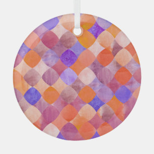 Wasserfarbene Geometrie, arabische Fischschuppen. Ornament Aus Glas
