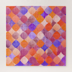 Wasserfarbene Geometrie, arabische Fischschuppen. Puzzle