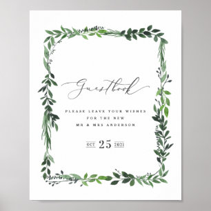 wasserfarbene geometrische Gästebuch-Hochzeit mit Poster