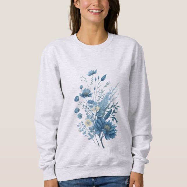 Wasserfarbene gepresste Wirkung wenig Blumendesign Sweatshirt (Vorderseite)