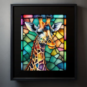 Wasserfarbene Giraffe Poster