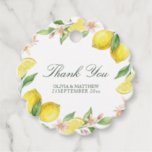 Wasserfarbene Girlande Mediterrane Zitrus-Hochzeit Geschenkanhänger